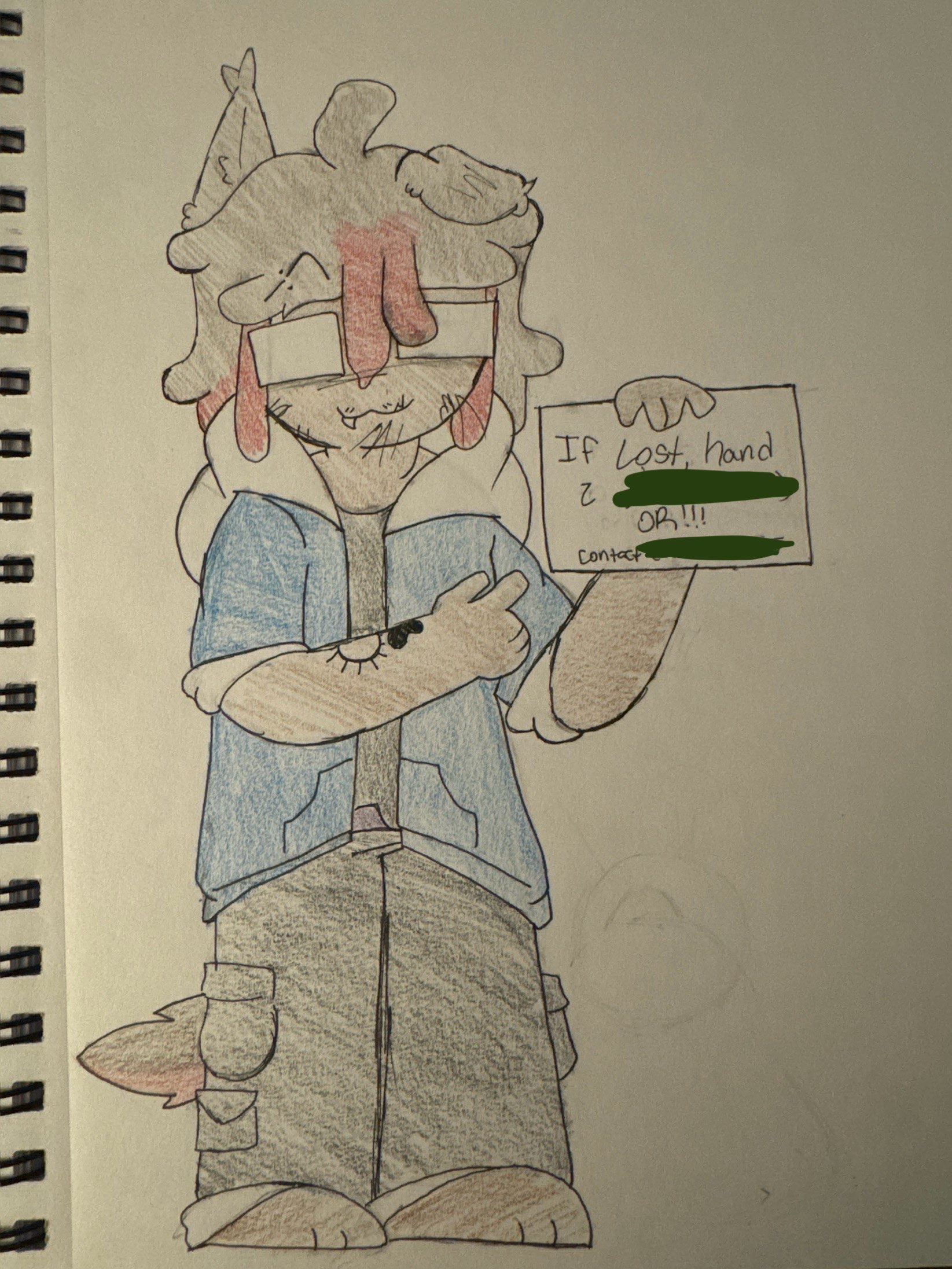the 'if lost, give to' page of my school sketchbook